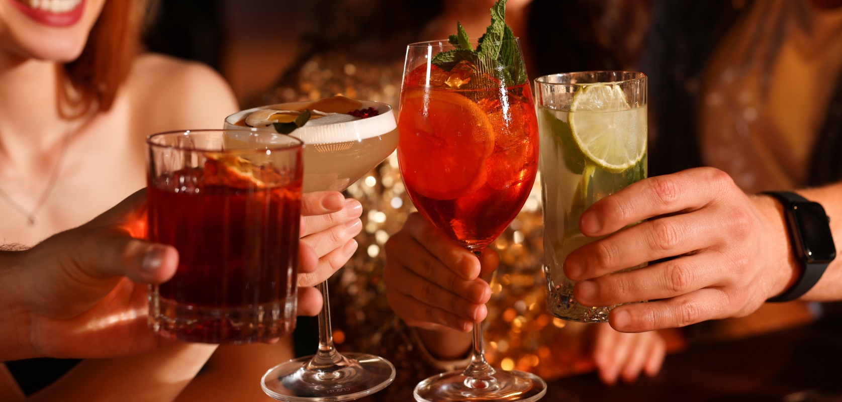 Multiple drinks held up